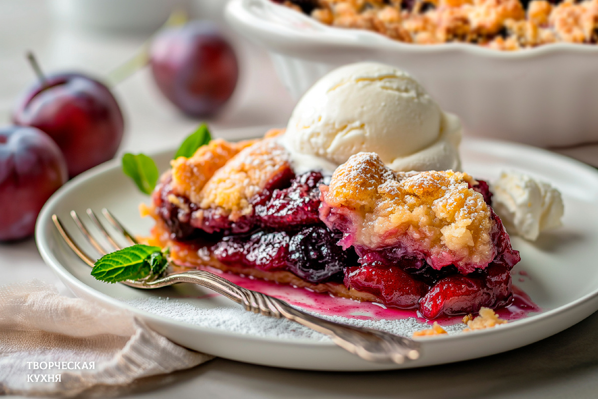 Ароматный сливовый крамбл: простой рецепт для уютного вечера