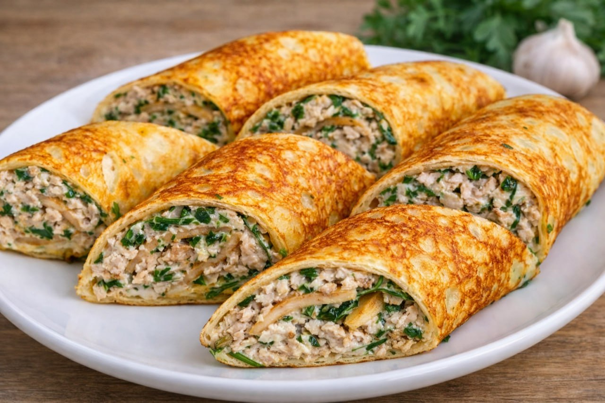 Уютные блинчики с курицей и орехами для любого случая