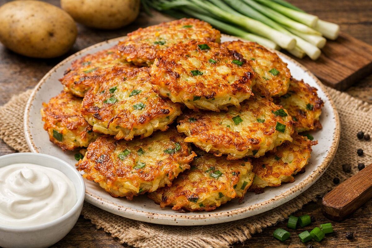 Картофельные драники с зелёным луком: уютный вкус классики