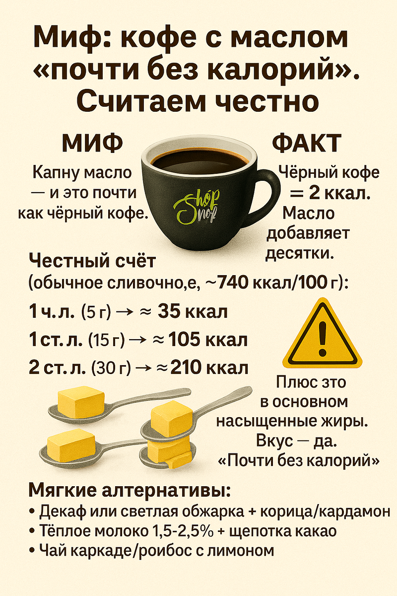 Правда о кофе с маслом: сколько калорий на самом деле?